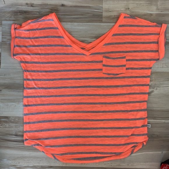 ❤️ Gilly Hicks orange and gray striped v-neck tee - Picture 7 of 7